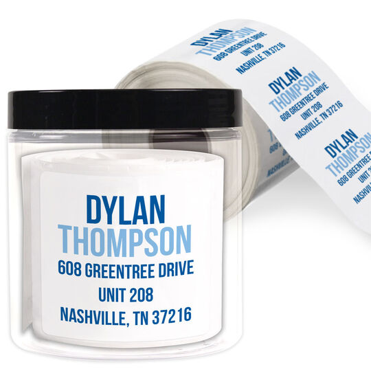 Two Tone Modern Square Address Labels in a Jar